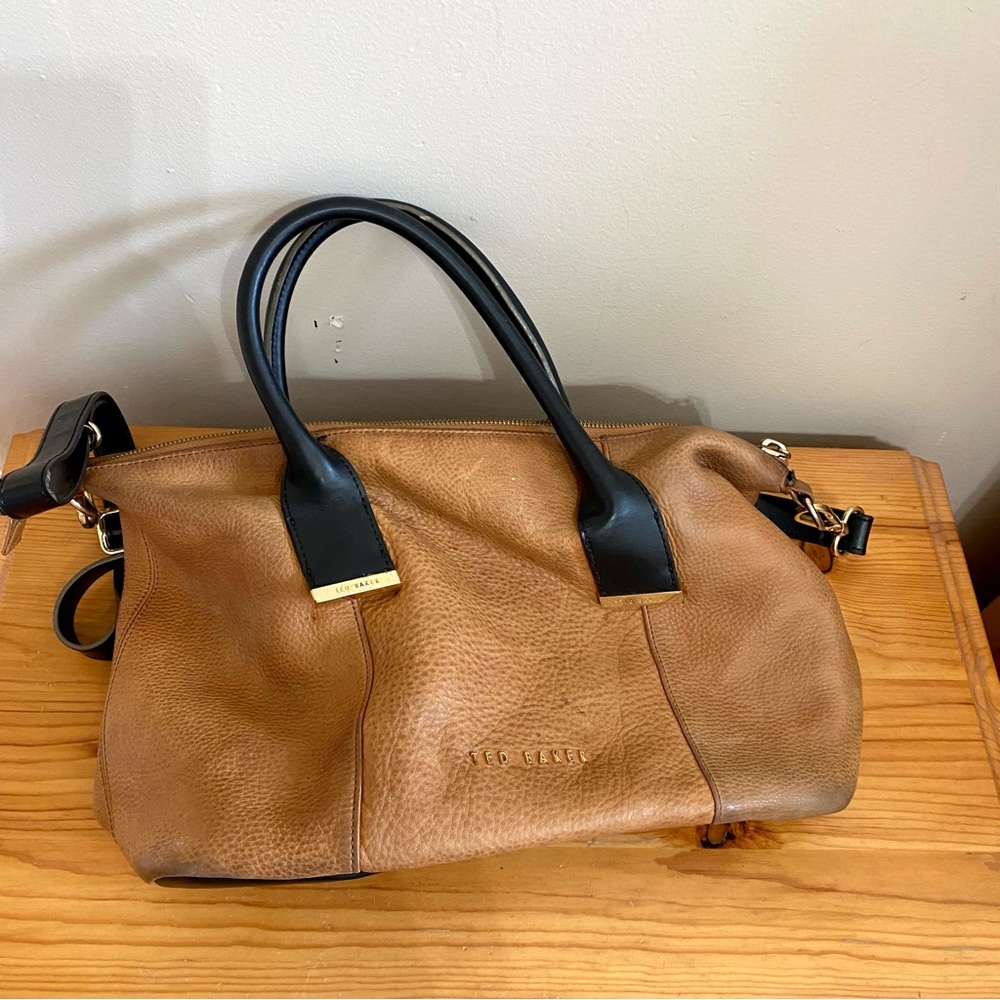 Ted Baker London Brown Tote Bag Crossbody Purse Leather